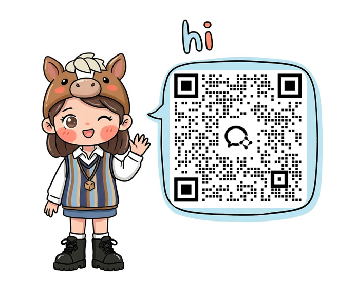 联系合作海报 · 卡通女孩举着二维码